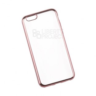 Кейс "LP" силиконовый с рамкой для Apple iPhone 6/6S (прозрачный, с розовой хром. рамкой)